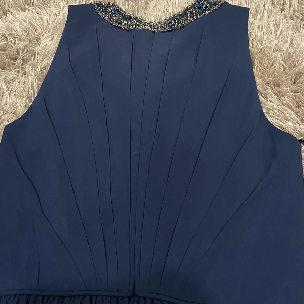 Mac Duggal 55147 Midnight Blue Sleeveless Gown 2 - Picture 8 of 8